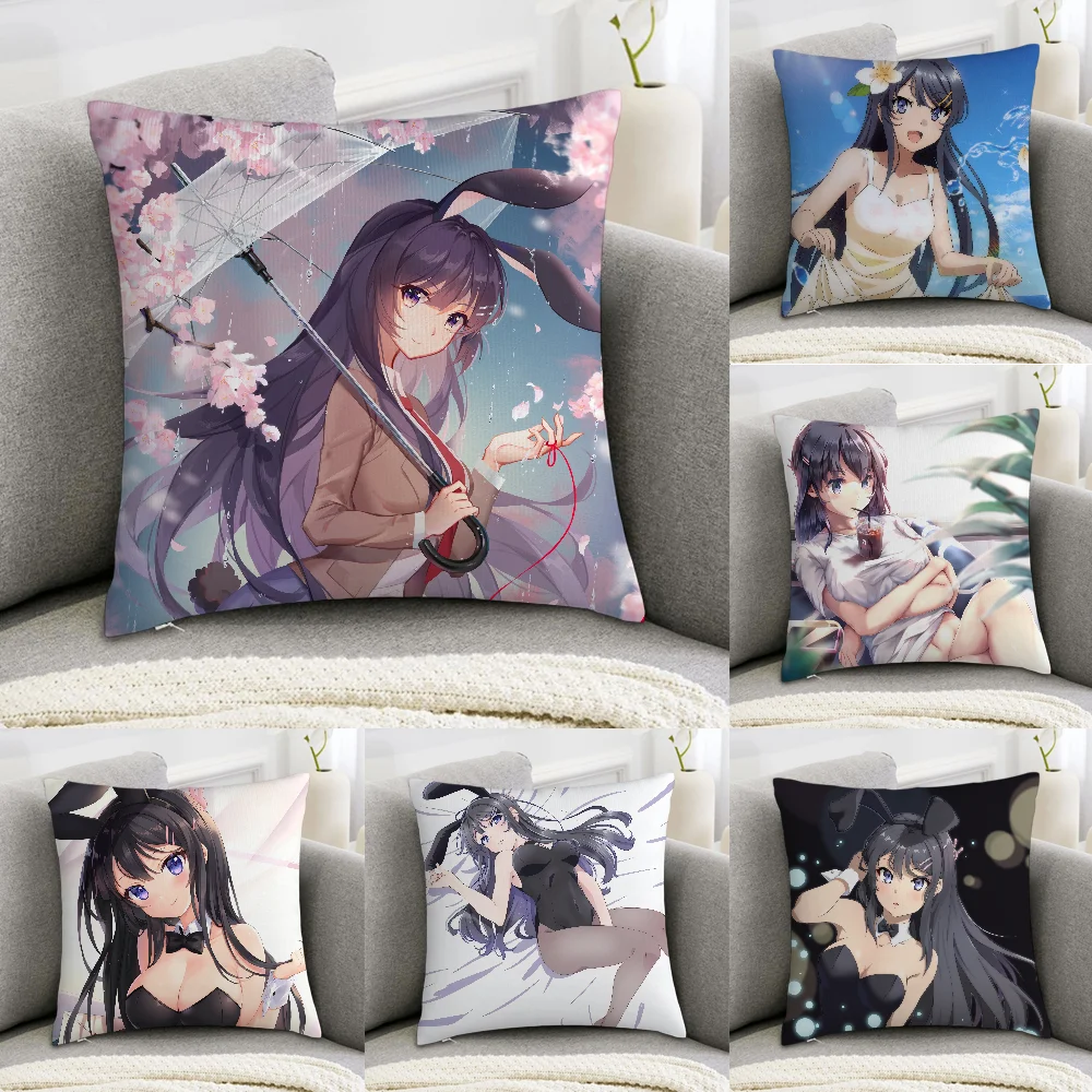 

Mai S-Sakurajima Anime Pillow Case Sofa Decorative Home Double-sided Print Plush Square Throw Pillow Covers Cushion Decor Cover