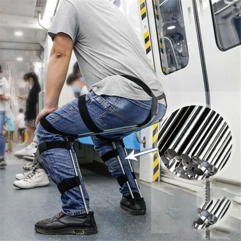 Portable Wearable Exoskeleton Chair Invisible Foldable Seat Multifunctional Stool for Fishing Camping Travel Outdoor Activities
