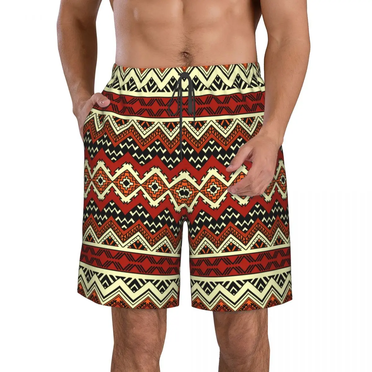 Beach Swimsuit men's quick-drying swimwear Africa Ethnic Geometric Tribal men breathable swimwear beach shorts male swimsuit