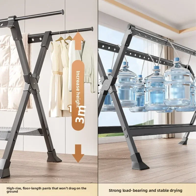 Thickened aluminum alloy mobile folding drying rack Multifunctional drying rack