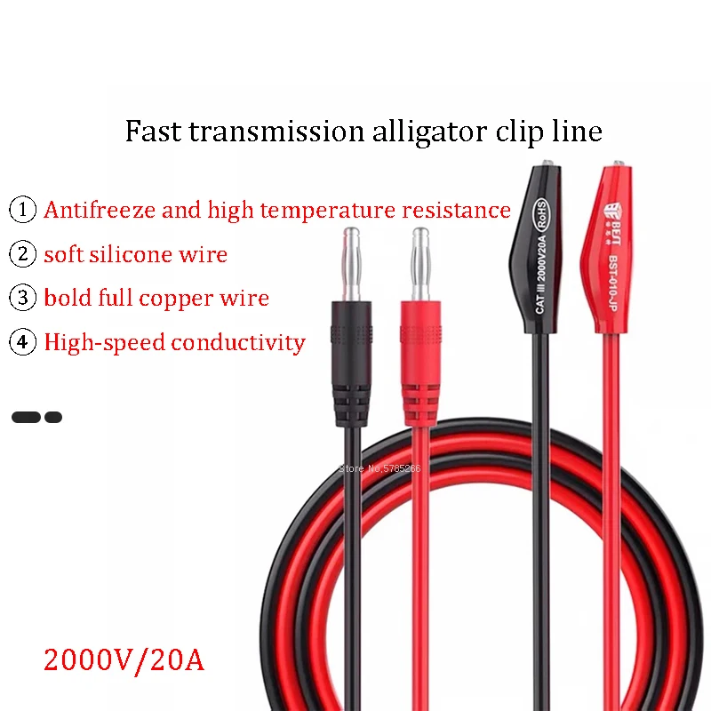 1Pair 104cm Alligator Clips Wire to AV Banana Plug Test Cable Line Lead Connector Dual Tester Probe for Multimeter Measure Tools