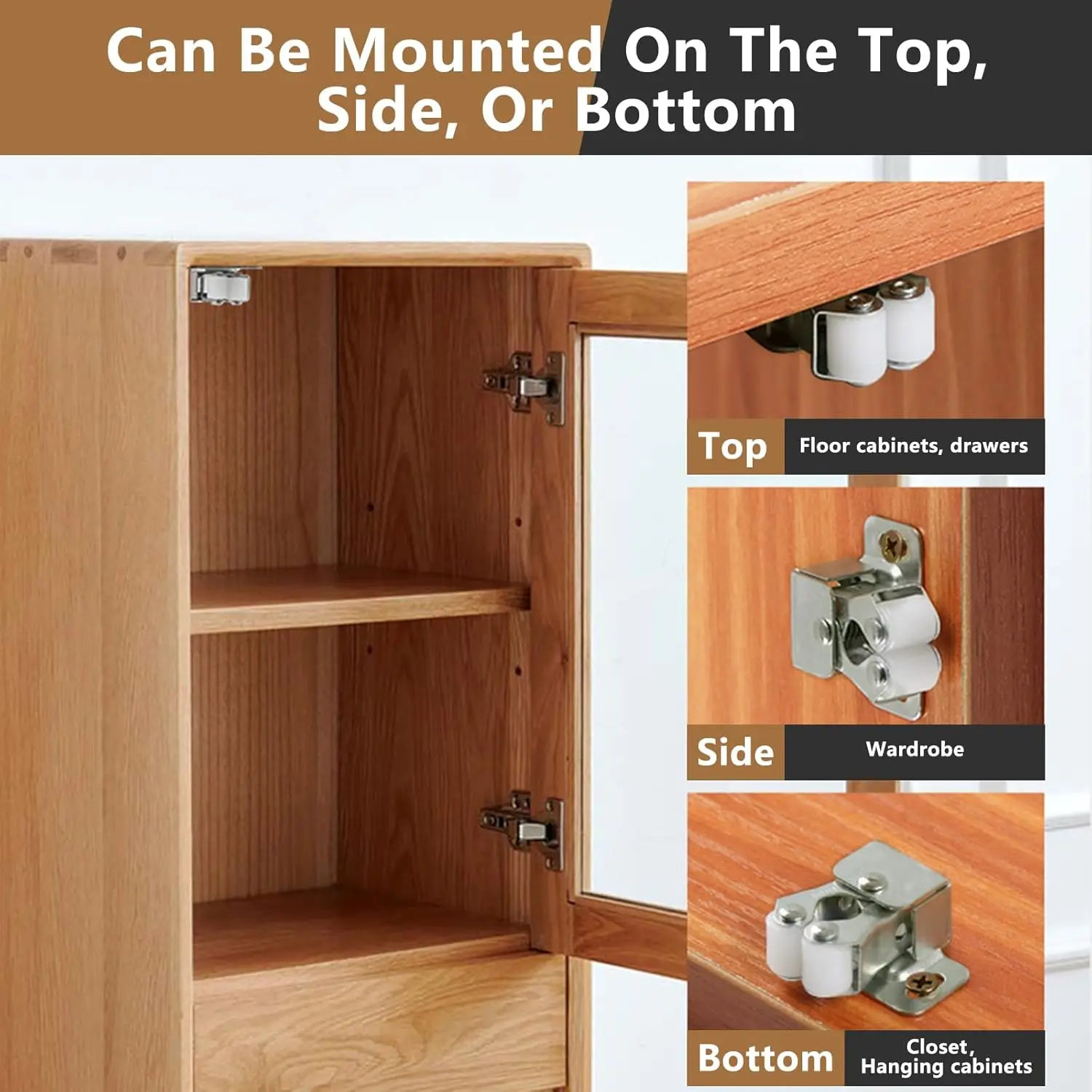 더블 롤러 강력한 홀드 찬장 캐비닛 문짝 캐치, 가정용 가구용 캐비닛 문짝 래치