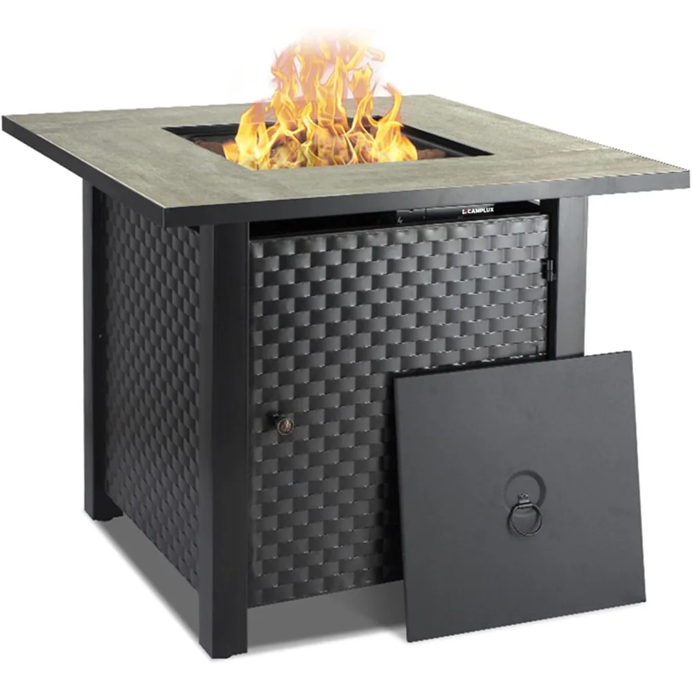 

Camplux Propane Fire Pit Table, 30 Inch Outdoor Gas Fire Pit with Lid, Lava Rocks, Ceramic Tabletop