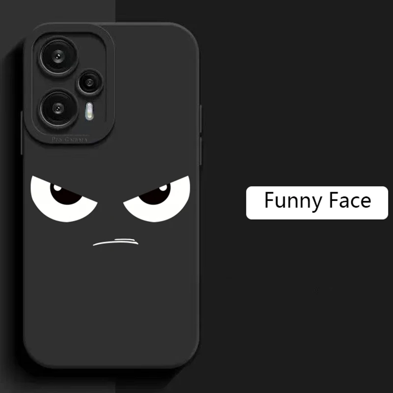 Funny Cartoon Angry Face Phone Case For Xiaomi Redmi 12 Case Redmi Note 13 12 Pro Plus 5G 12S 11S 11 10S 10 13C Shockproof Cover