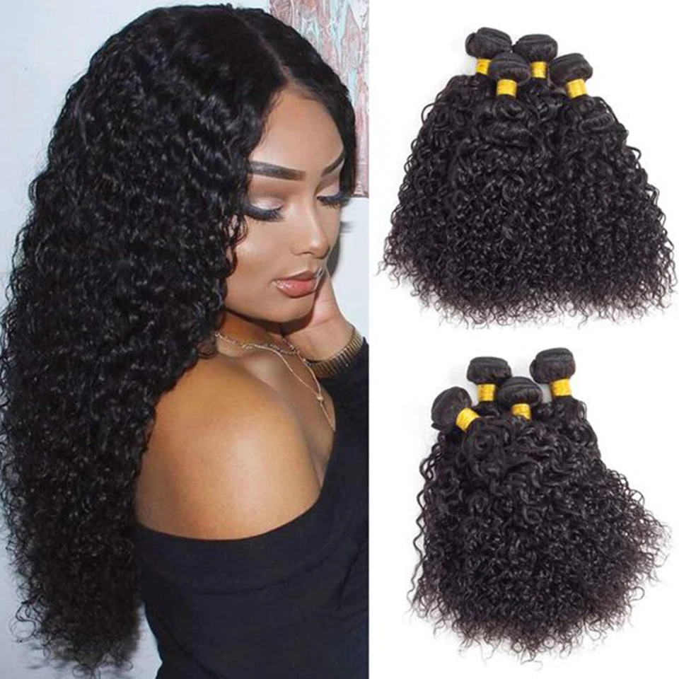 Jerry Culry Human Hair Bundles Brazilian 1/3/4 Pieces Kinky Curly Natural Hair Extensions Woman Wet And Wavy Human Hair Bundles