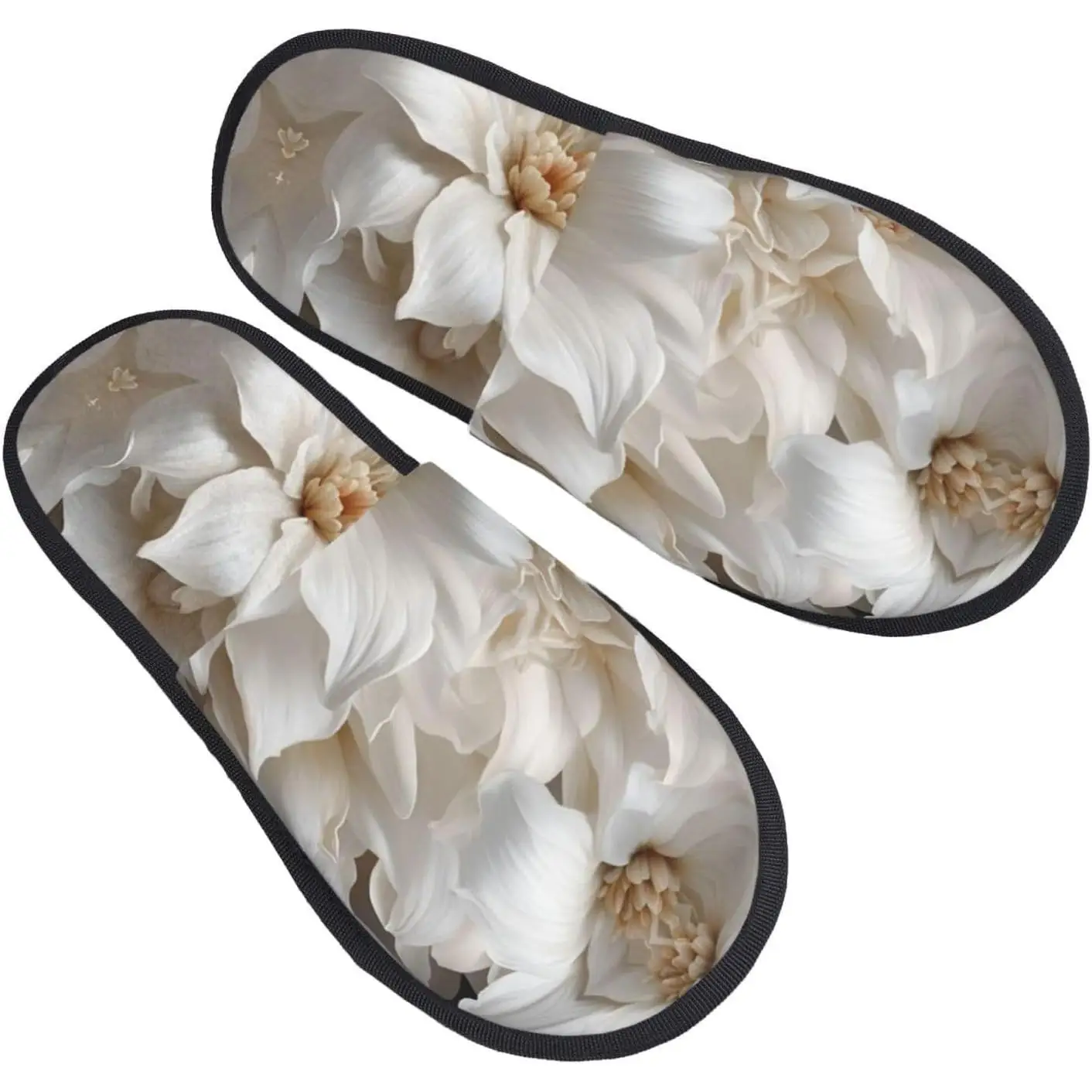 

Осенне-зимние нечеткие тапочки с белым цветочным принтом, удобная домашняя обувь, портативная обувь для путешествий в отеле, подарки для женщин и мужчин