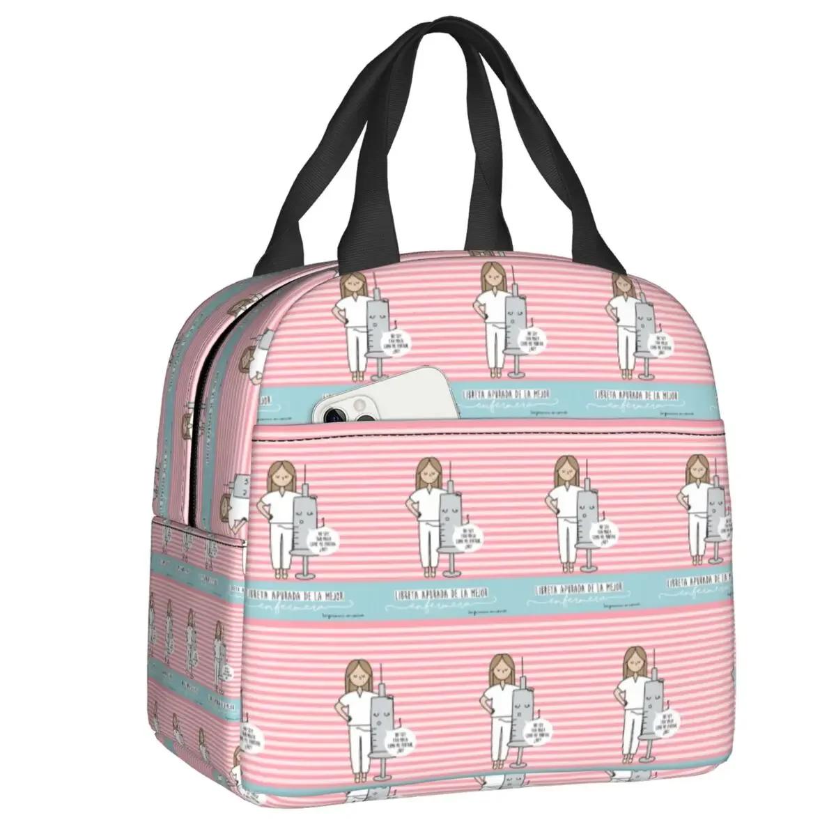 

Enfermera En Apuros Doctor Nurse Medical Insulated Lunch Bag for School Office Thermal Cooler Bento Box Women Children