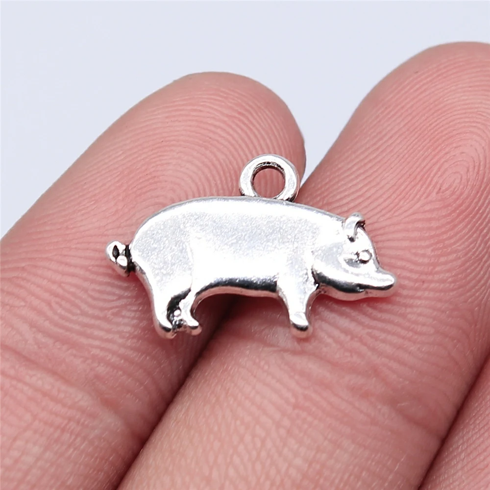 

Wholesale 120pcs/bag 19x12mm Antique Silver Color Pig Charms For Jewelry Making DIY Jewelry Findings