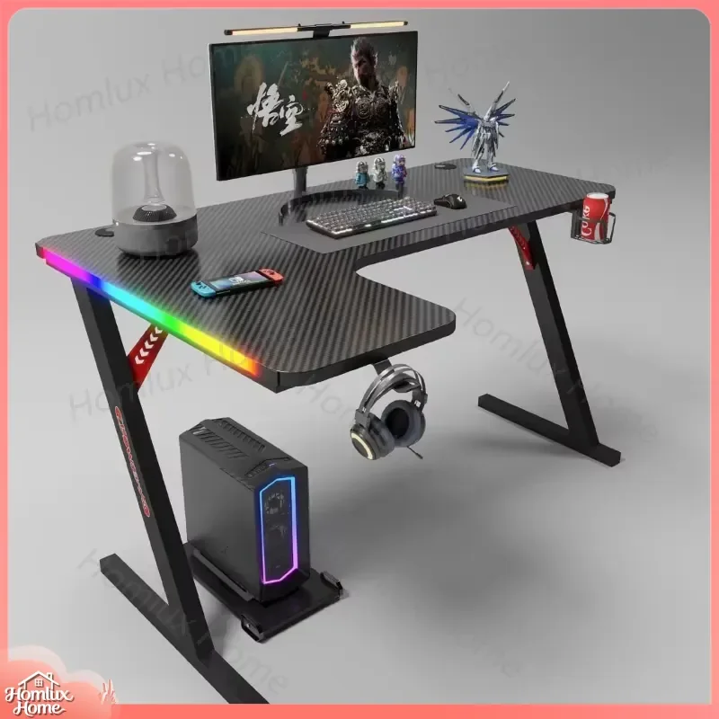 L Shaped Height Adjustable Standing Desk RGB Gaming Desk Smart Computer Table with Splicing Board for Home Office