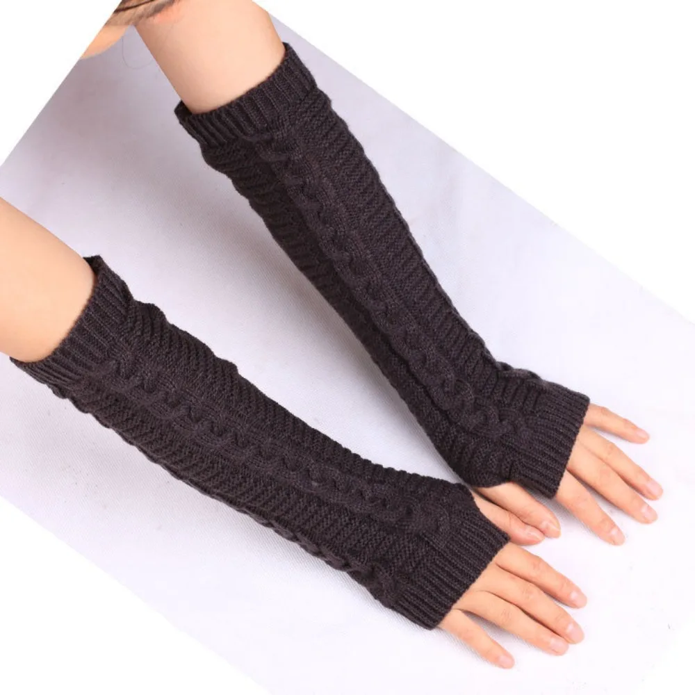 Womens Extra Long Fingerless Knit Gloves for Autumn and Winter Long Arm Warmers Fake Sleeves Warm Skin Friendly Breathable Glove