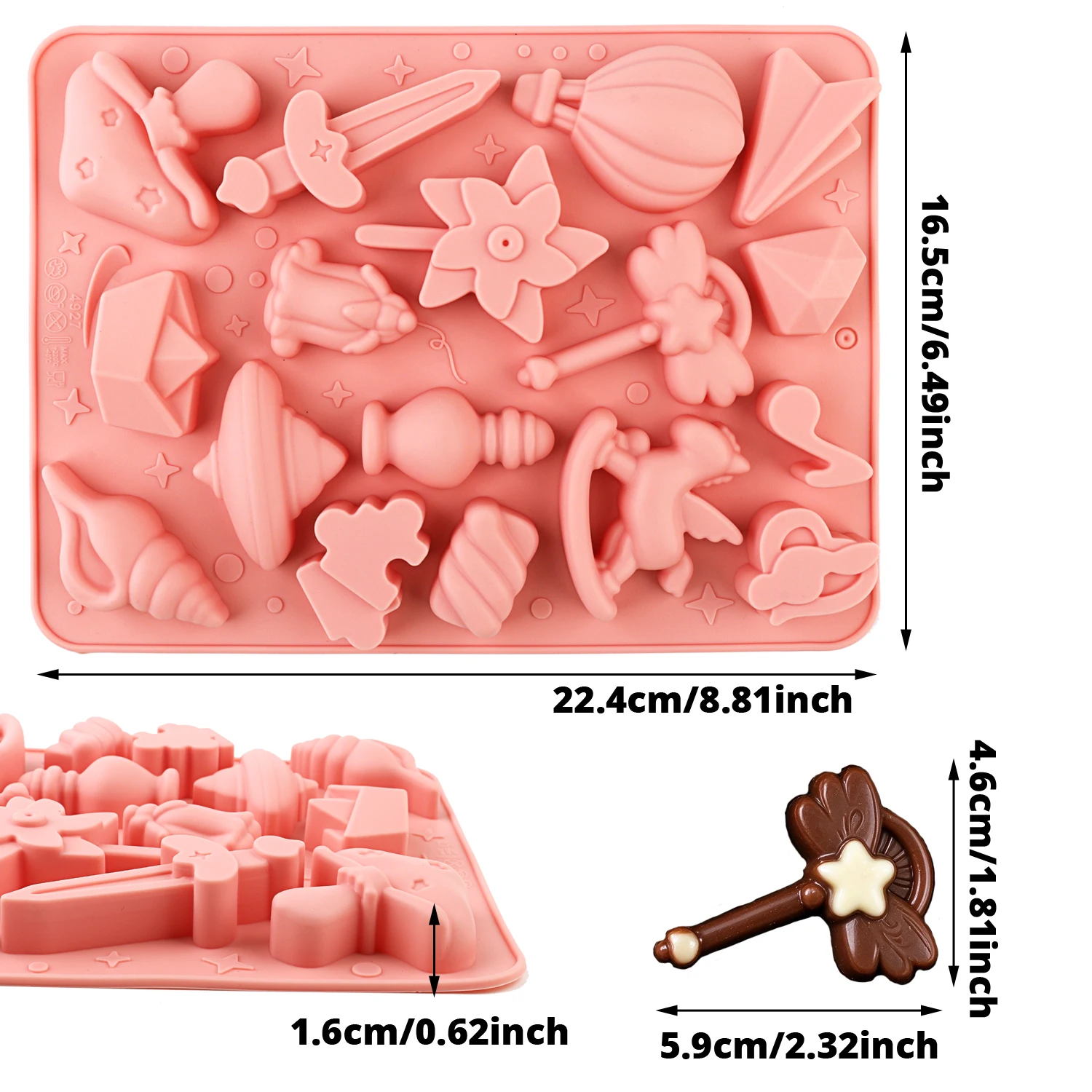 Fairy Tale Fantasy Themed Silicone Baking Molds, Featuring Shapes Like Swords, Magic Wands, Hot Air Balloons, Non-Stick and Food-Grade, Can Be Used to Make Cakes, Chocolates, Cake Decorations, Candies, Etc., for Parent-Child Baking, Fairy Tale Themes, and DIY for Beginners