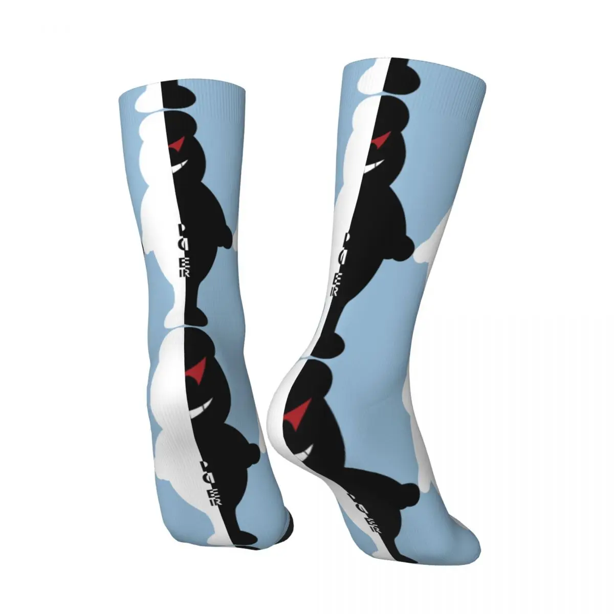 Hip Hop Keep Calm And Believe In Despair Crazy Men's Compression Socks Monokuma Danganronpa Trigger Havoc Printed Crew Sock