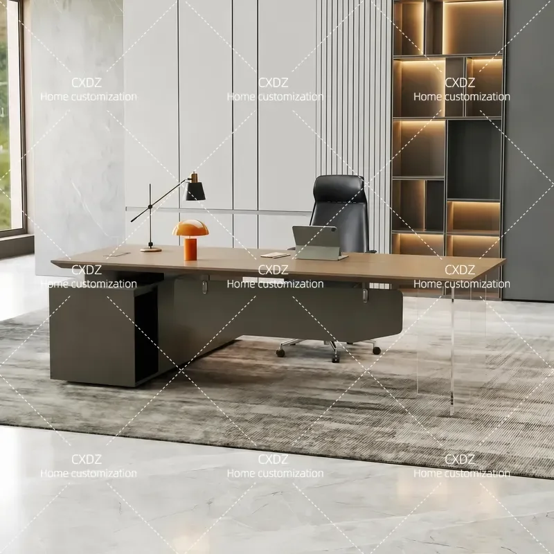 Acrylic Suspended Executive Desk Single Computer Workbench for Office Manager President Senior Sensory Design