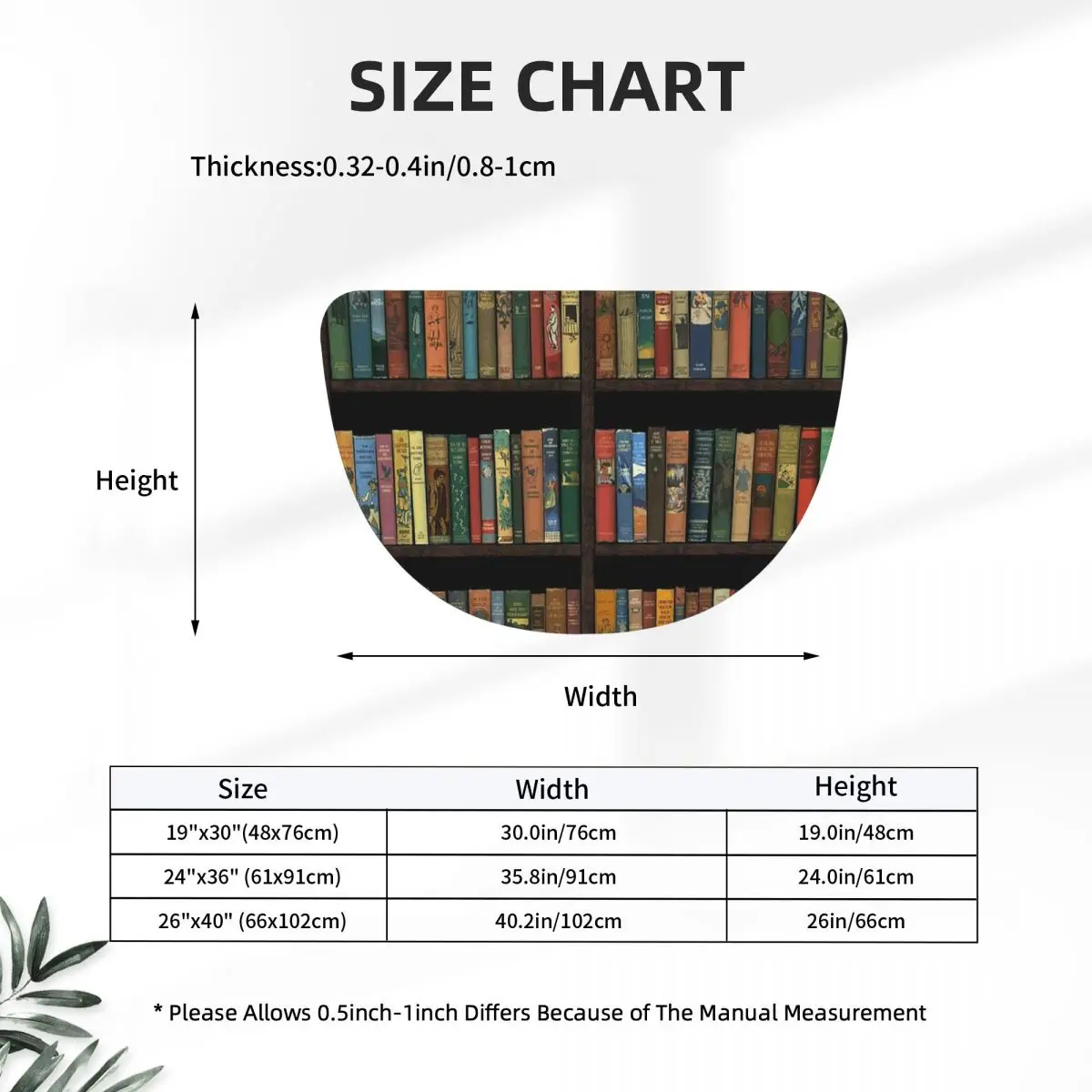 Education Library Book Soft Flannel Half Round Doormat Non Slip Bathroom Mat Absorbent Floor Carpet for Home Bedroom