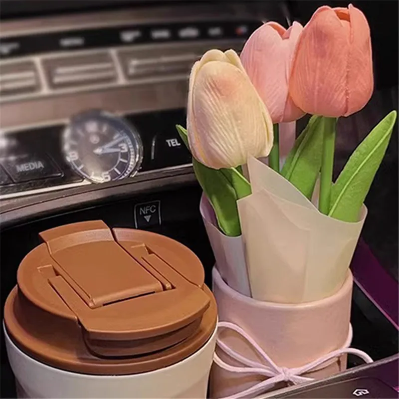 

Car Interior Trendy Tulip Bouquet Car Center Console Ornament - Interior Decorative Vehicle Accessory for Styling And Gift