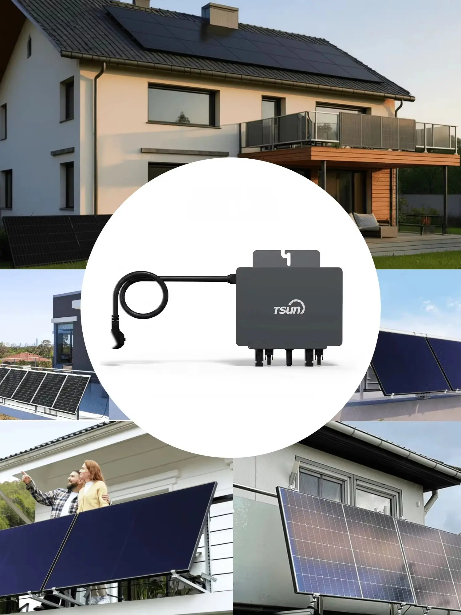 TSUN 800W Solar Microinverter TSOL-MS800, 2 MPPT für 1–2 Solarpanels, Wi‑Fi & App Überwachung, IP67 wetterfest, Plug & Play, Modulniveau Monitoring, Balkonkraftwerk & Heim-PV Speicher (0 MwSt.)
