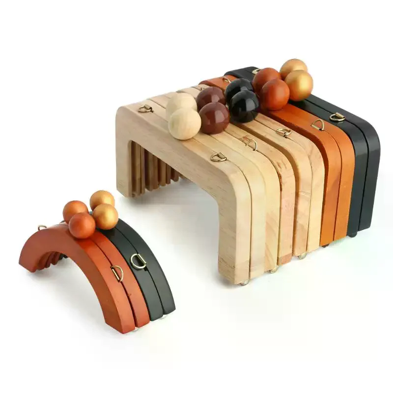 Image of Holzgriff für Taschenverschluss, Kussverschluss, Geldbörsenrahmen, Damenhandtaschen, geflochtene Taschen, DIY, handgefertigte Halterungen, Zubehör