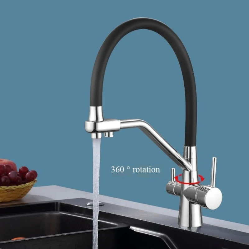 Kitchen Purified Water Cold and Hot Water Faucet Triplex Dual-use Direct Drinking Water Vegetable Washing Basin Sink Single Hole