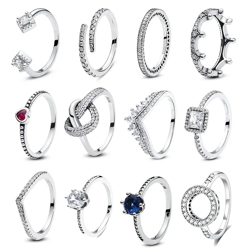 

Hot selling 925 sterling silver heart-shaped rings in various colors, luxurious charm, sparkling jewelry, holiday surprise gifts
