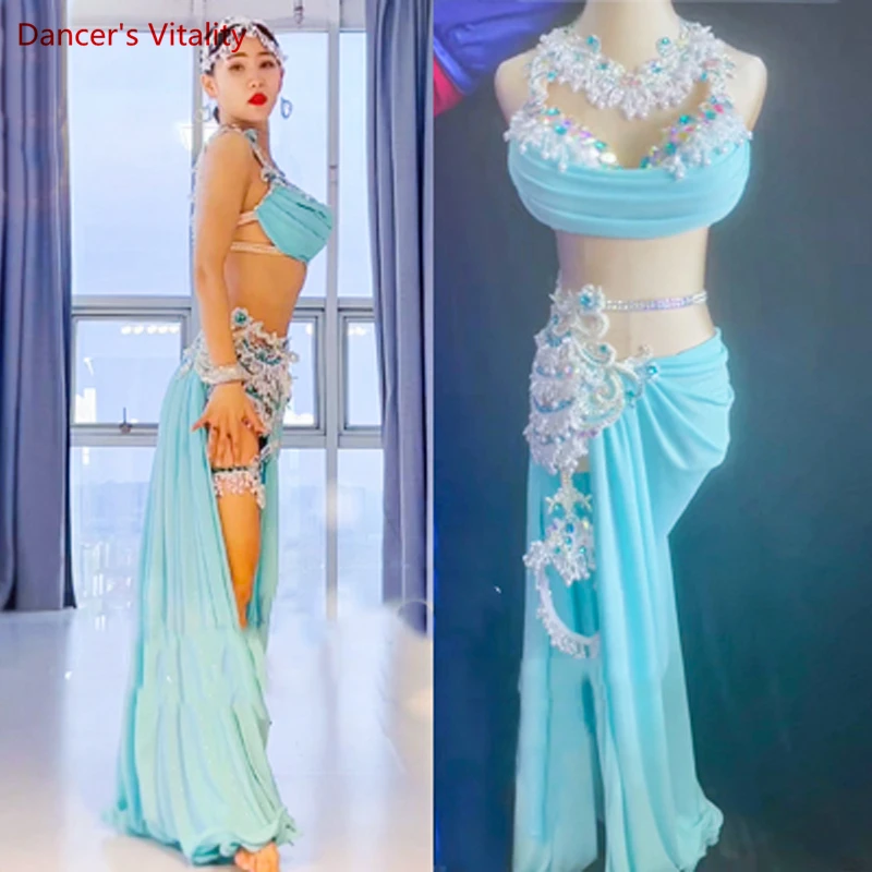 Belly Dance Competition Clothes Set Cusomzied Children Adult Belly Dancing Bra+long Skirt 2pcs Female Oriental Dance Costumes