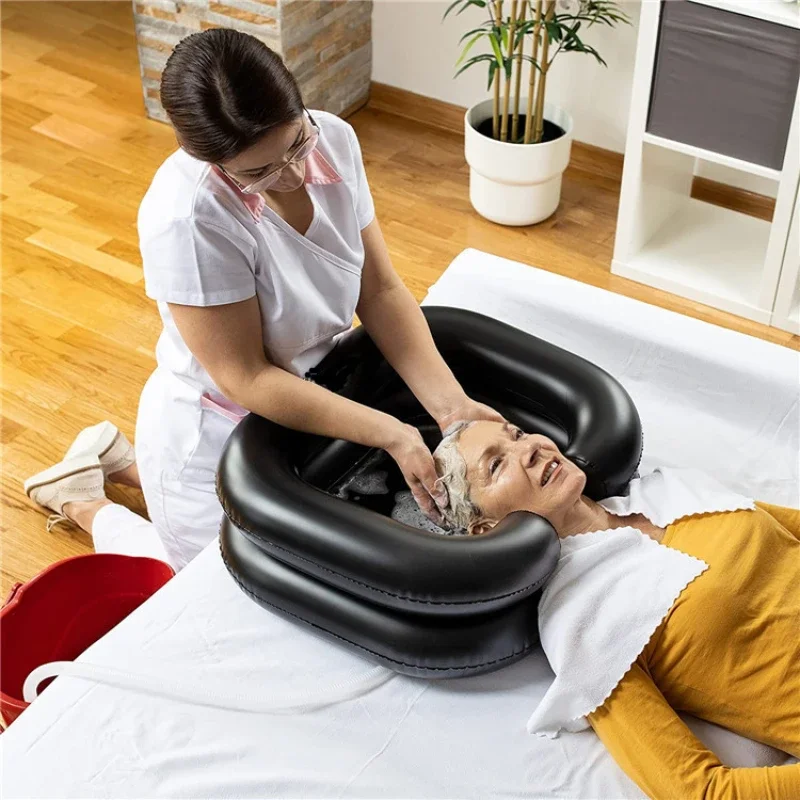Inflatable Foldable Hair Washing Basin Headrest Pregnant Disabled Aid Shampoo Portable Multifunctional Bed Rest Nursing Sink
