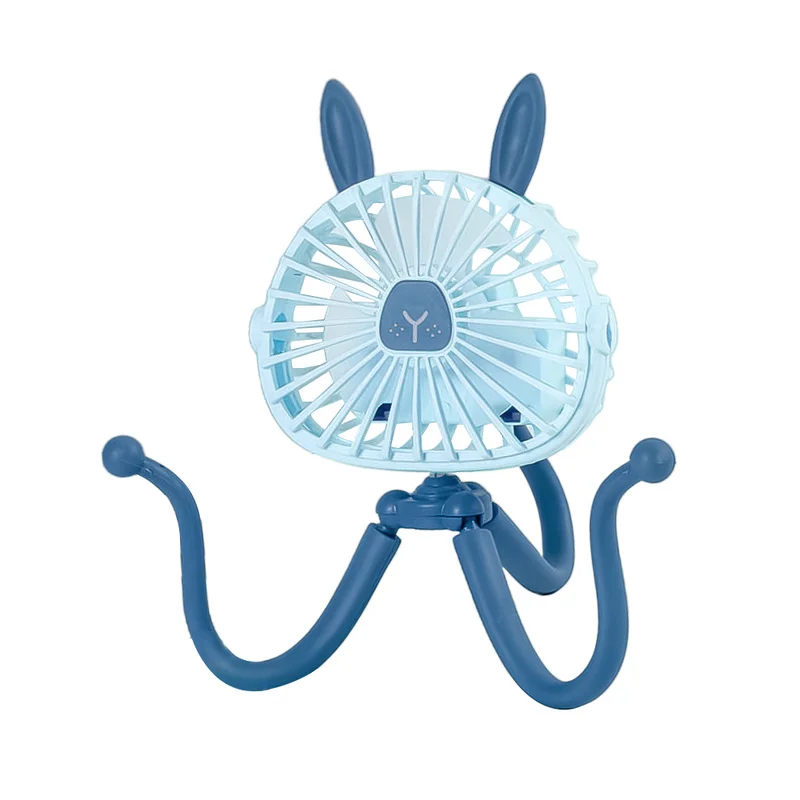 Mini Stroller Fan Baby Bed Car Seat Hanging Winding Fan Warm Night Light Design Portable USB Rechargeable Fan