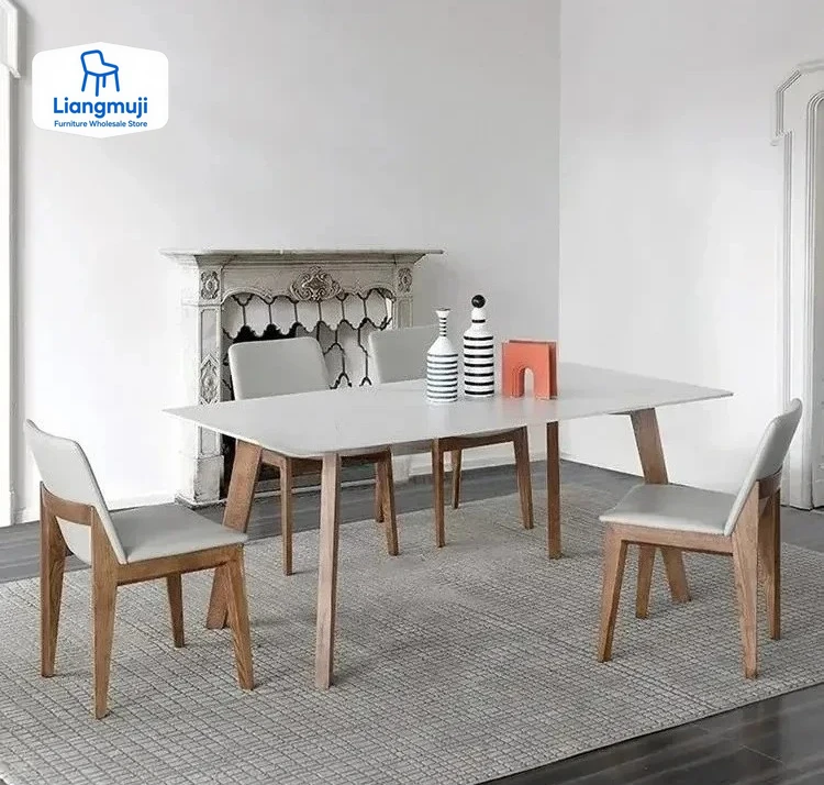 

Nordic Light Luxury Natural Marble 1.6m Table And Chairs Modern Simple Small Apartment Creative Customized Table For 4 People