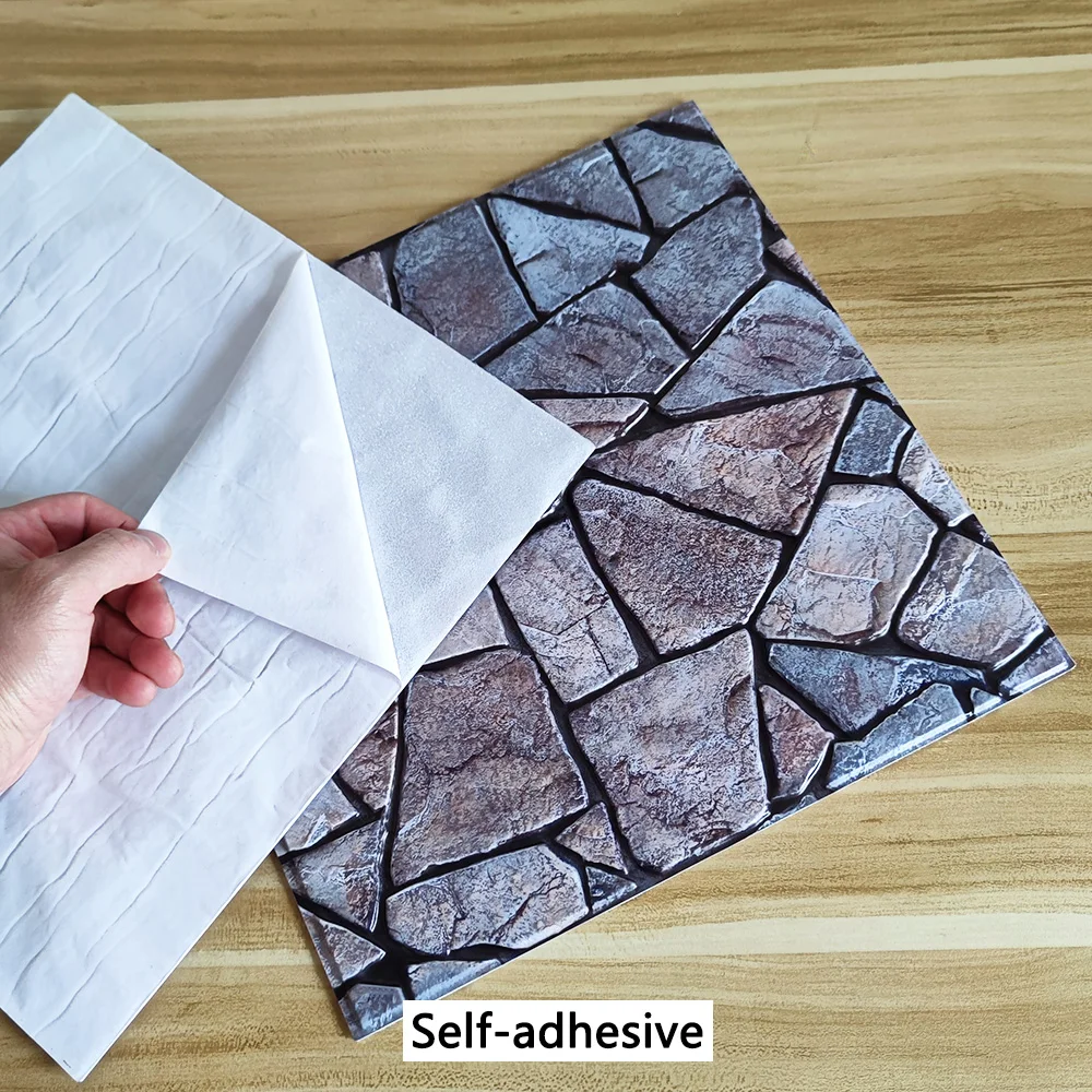 5PCS 10PCS of Stone Pattern Self-adhesive Wall Stickers,Peel And Stick,Waterproof and Easy to Clean,PVC,Home Wall Decoration