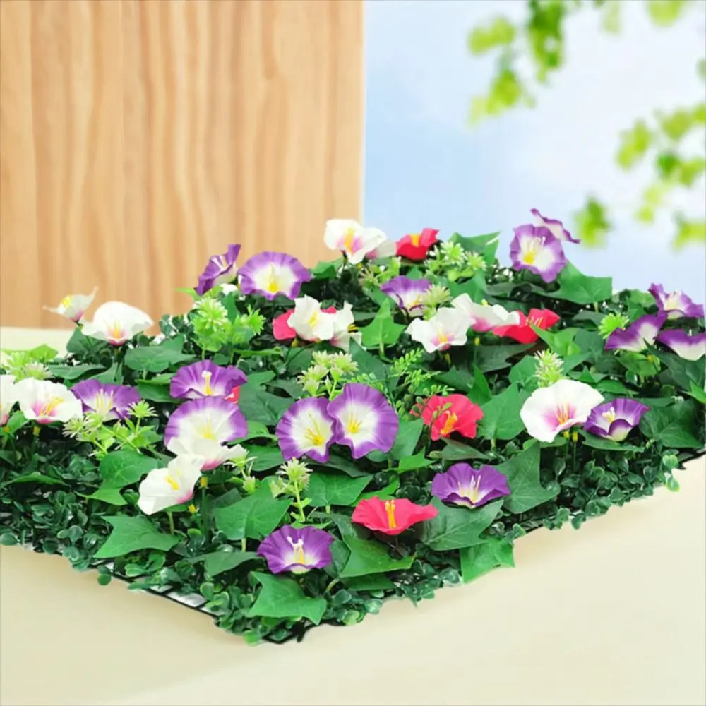 

Morning Glory Artificial Plants Wall Panel 60x40cm UV Resistant Fake Lawn Carpet Lifelike DIY Background