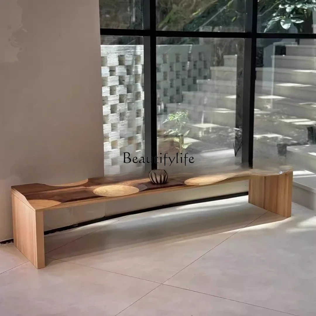 

yj21 Italian Minimalist Home Bed End Stool North American Black Walnut Homestay Bedroom Art Designer Shoe Changing Stool Silent