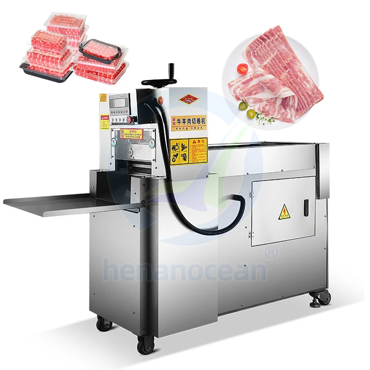 

Commercial Stainless Steel Full Automatic Lamb Roll Bacon Meat Slicer Cutting Rolling Machine
