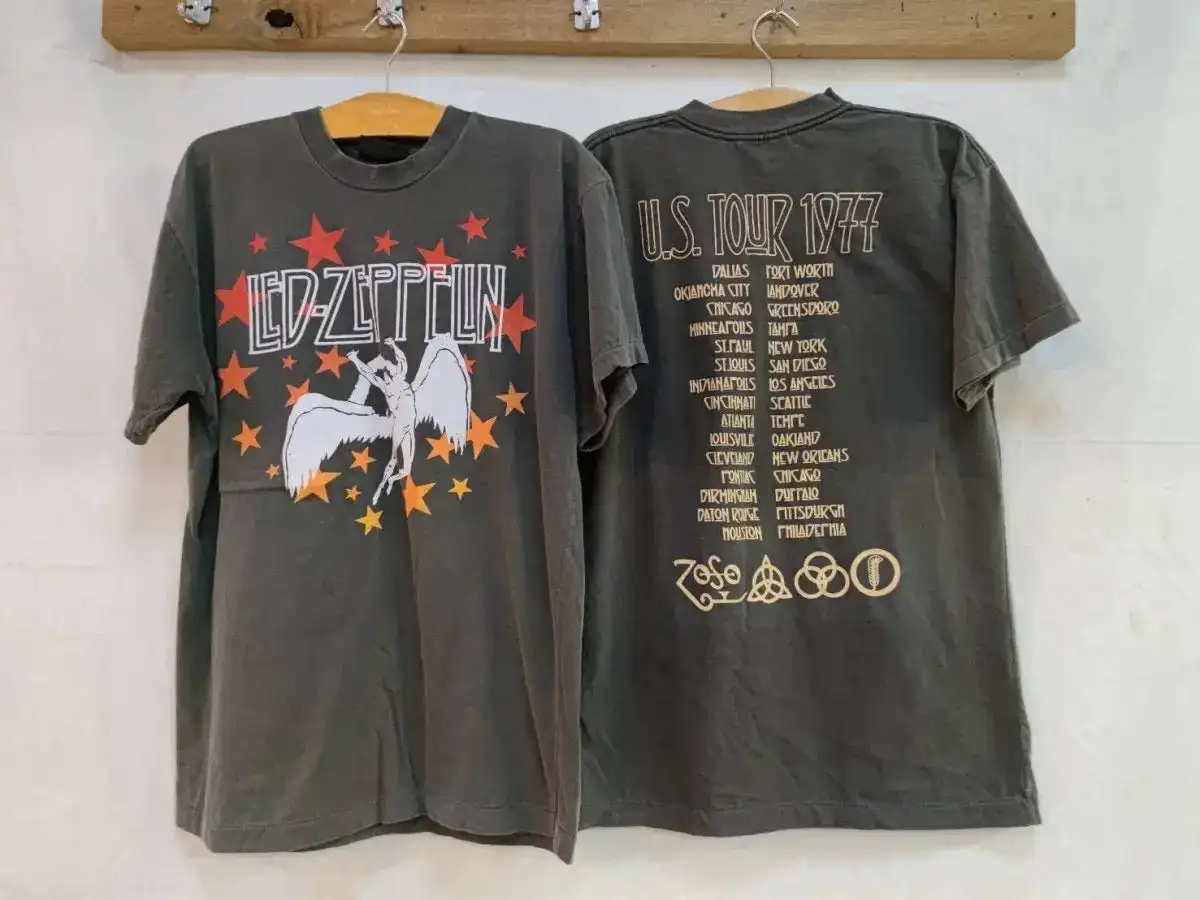 Led Zeppelin Plus Size Streetwear Trendy Cotton Oversized Unisex New Model personality Clothes Print T-Shirt Short high quality