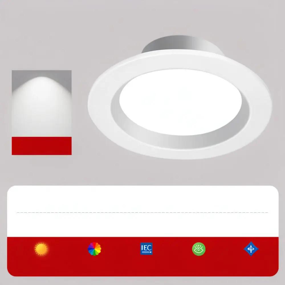 Modern Recessed LED Downlight Round Ceiling Lamp Indoor Lighting Fixture For Living Room Bedroom Office Commercial Space