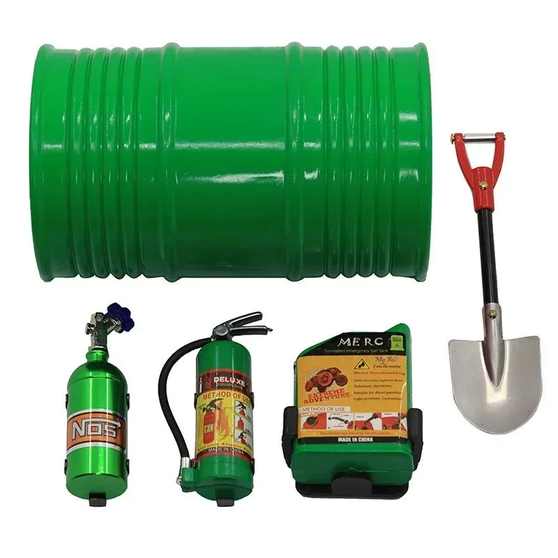 Kit de decoraciones simuladas para coche teledirigido, pala de tambor de aceite, botella de nitrógeno para 1/10 RC Crawler SCX10 TRX4, 5 uds.