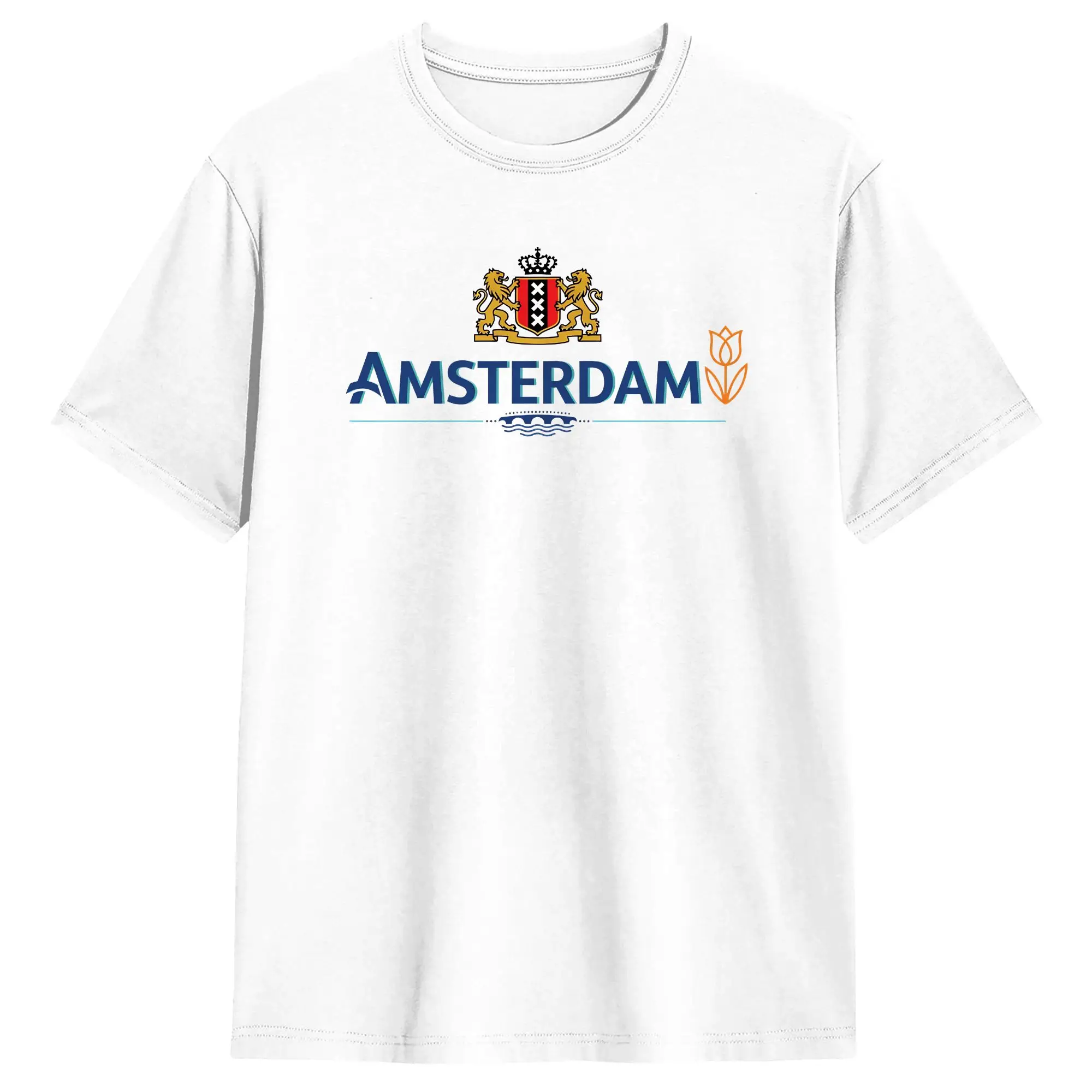 Coat of Arms of Amsterdam  Dutch Netherlands City Art T Shirt for Men Cotton Funny T-Shirts Crewneck Tees Short Sleeve Clothing