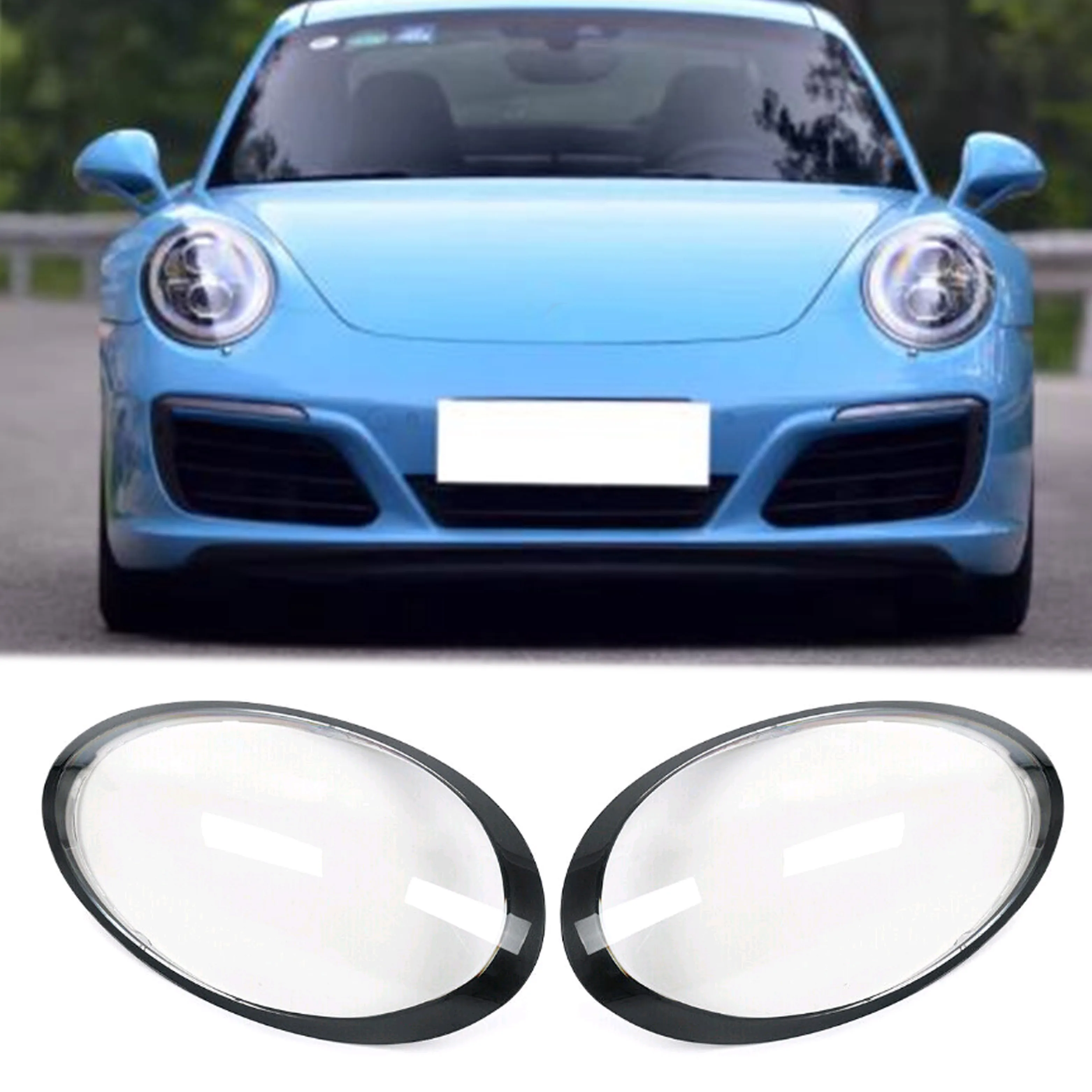 

For Porsche 991 911 Targa/Carrera 2013 2014 2015 2016-2018 Front Headlight Lens Cover Shell Clear Head Lamp Cap