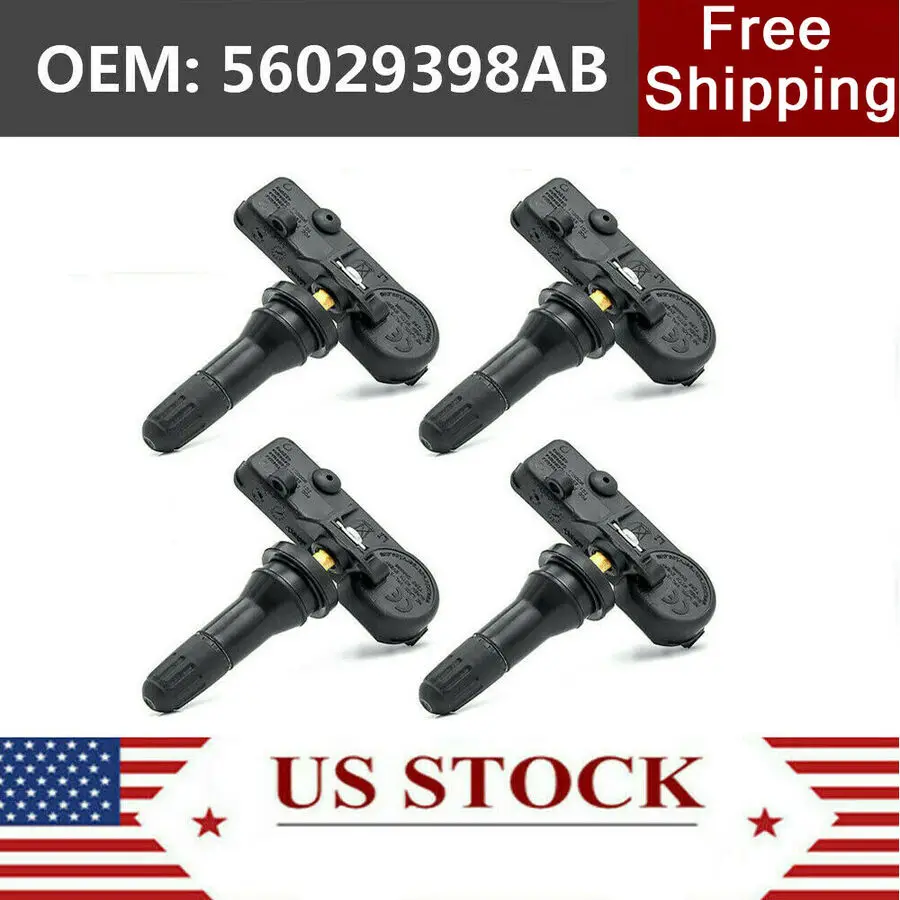 4pcs 56029398AB Tire Pressure Sensor TPMS For Jeep Wrangler Grand Cherokee Challenger Dodge