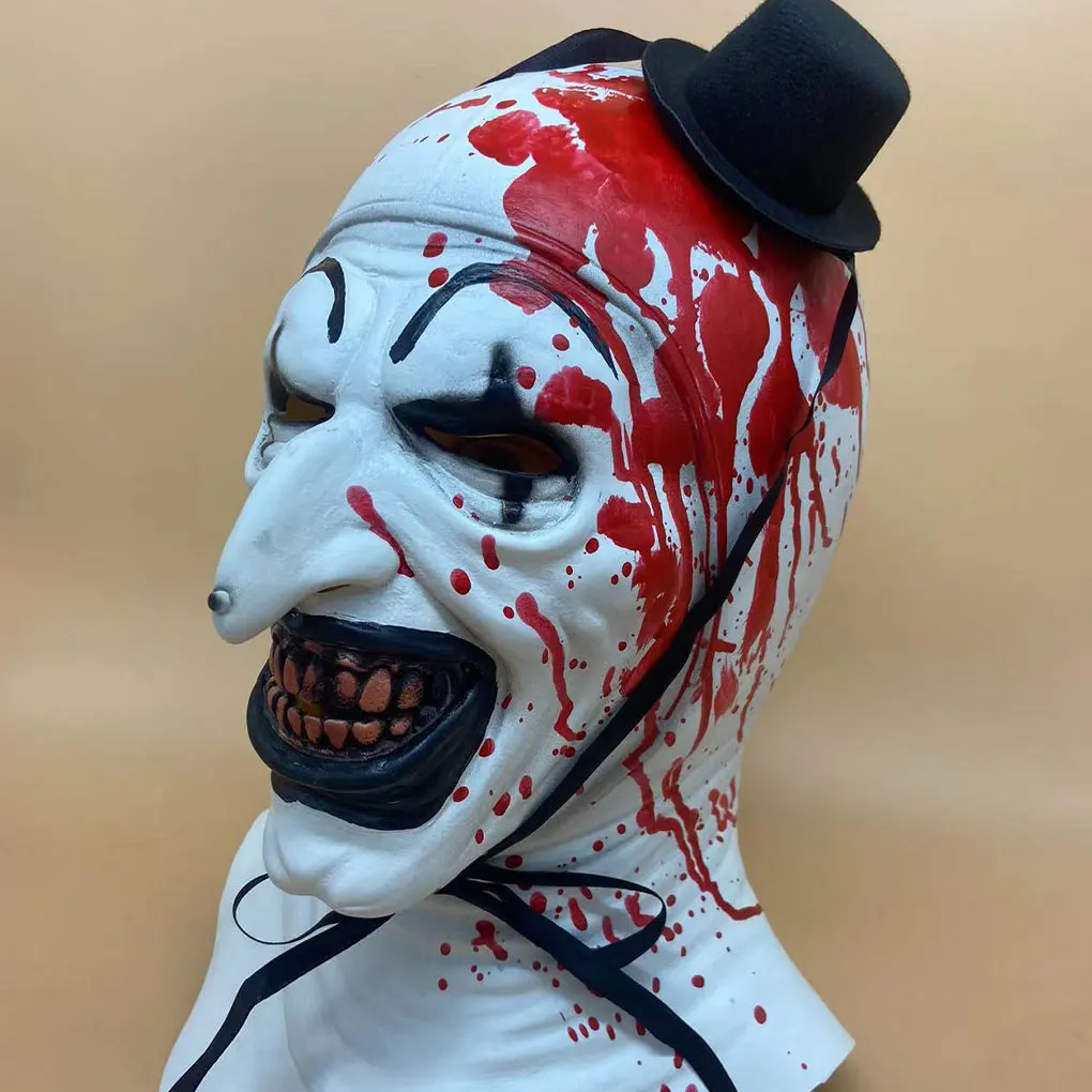 قناع المهرج الأبيض التنكري من اللاتكس لتجربة الأزياء الأصلية، مواد اللاتكس، قناع الرعب الدموي من النوع 3