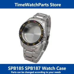 Watch Case Mod SPB185 SPB187 Case with Stainless Steel Silver Bracelet Bezel Insert For NH35 NH36 Movement Men Dive Watch