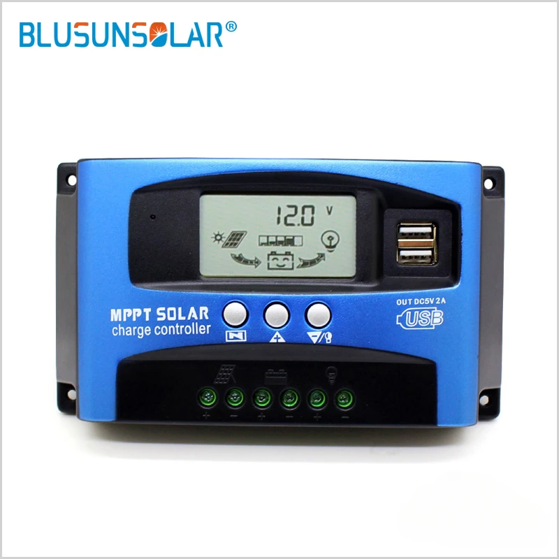 

MPPT Solar Charge Controller Dual USB LCD Auto Solar Cell Panel Charger Regulator MPPT 30A 40A 50A 60A 100A 12V/24V Auto Adapt