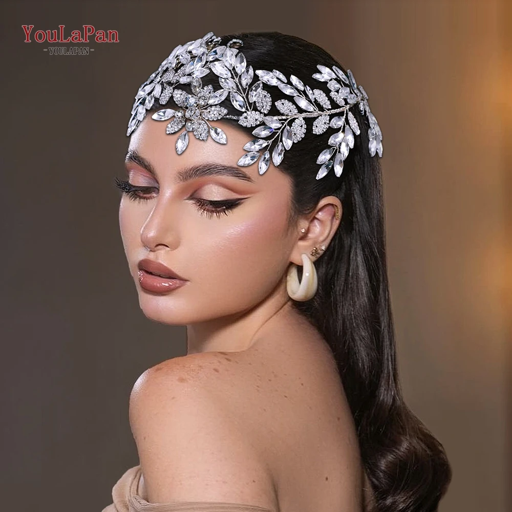 

YouLaPan Bride Headband Woman Elegant Party And Wedding Hair Accessories Bling Rhinestone Banquet Party Flowers Headwear HP714