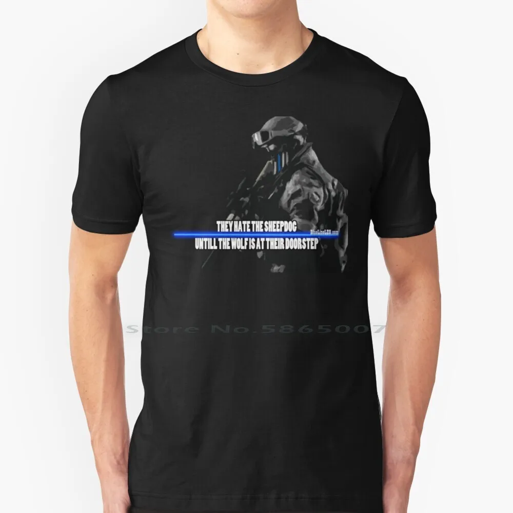 The Sheepdog Leo 100% Cotton T Shirt Code Police Swat Lapd Bpd Cops Skull Bones Bad Ass Leo Law Enforcement Sheriff Deputy