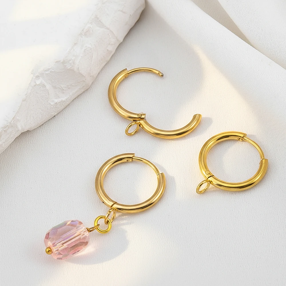2pcs 10pcs Stainless Steel Earrings Accessories Base Earring Hook With Hole Women French Earring Settings for DIY Jewelry Making