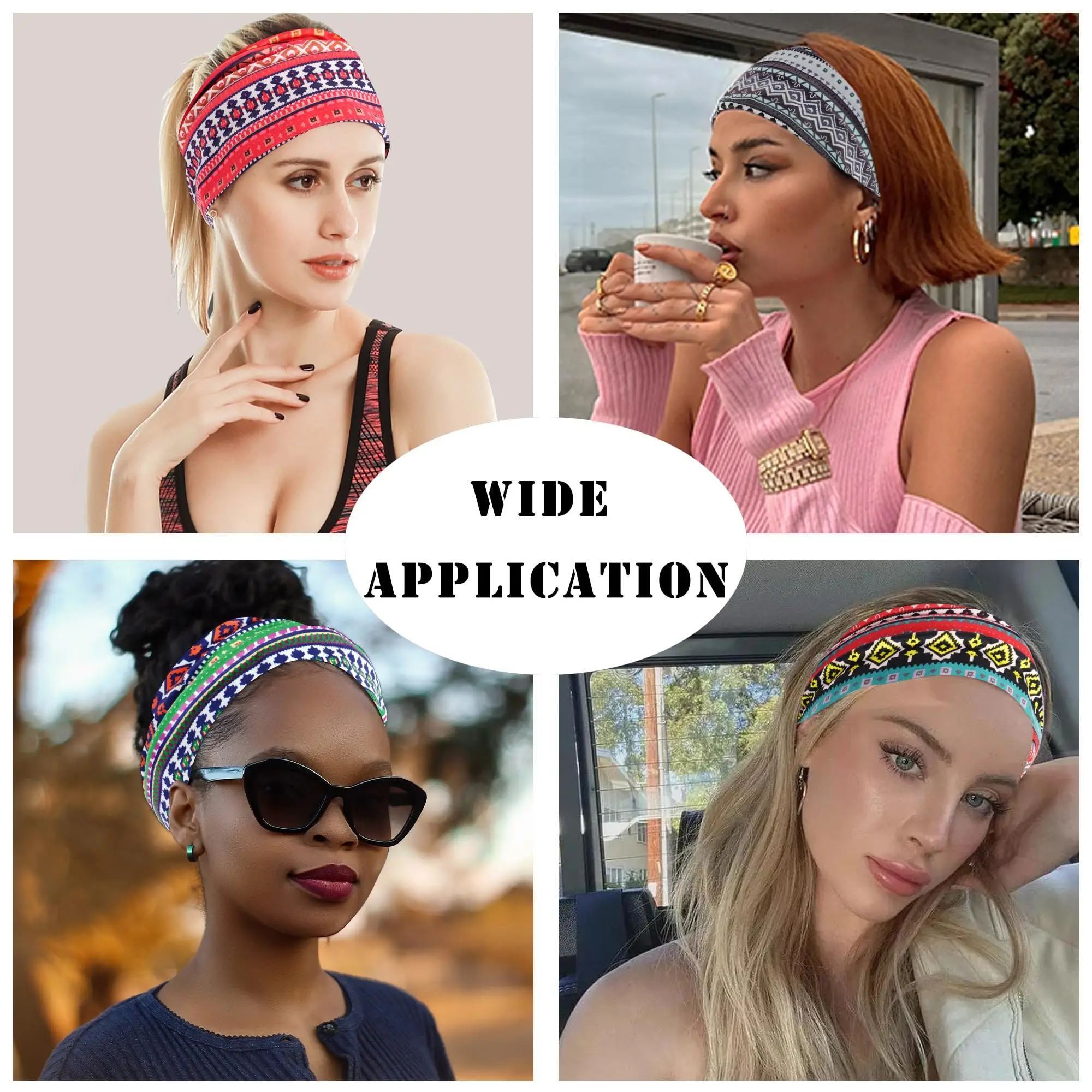 Boho African Headbands for Women Wide Cotton Turban Headwrap Knot Elastic Hairbands Bandeau Sport Workout Yoga Hair Accessories