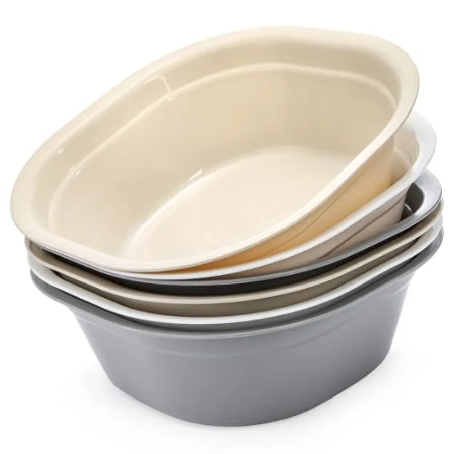 

6 Pack Rectangular Plastic Wash Basins for Hospital Bedside Use 12 Quart Portable Soaking Tubs Ideal for Washing Cleaning Suppl