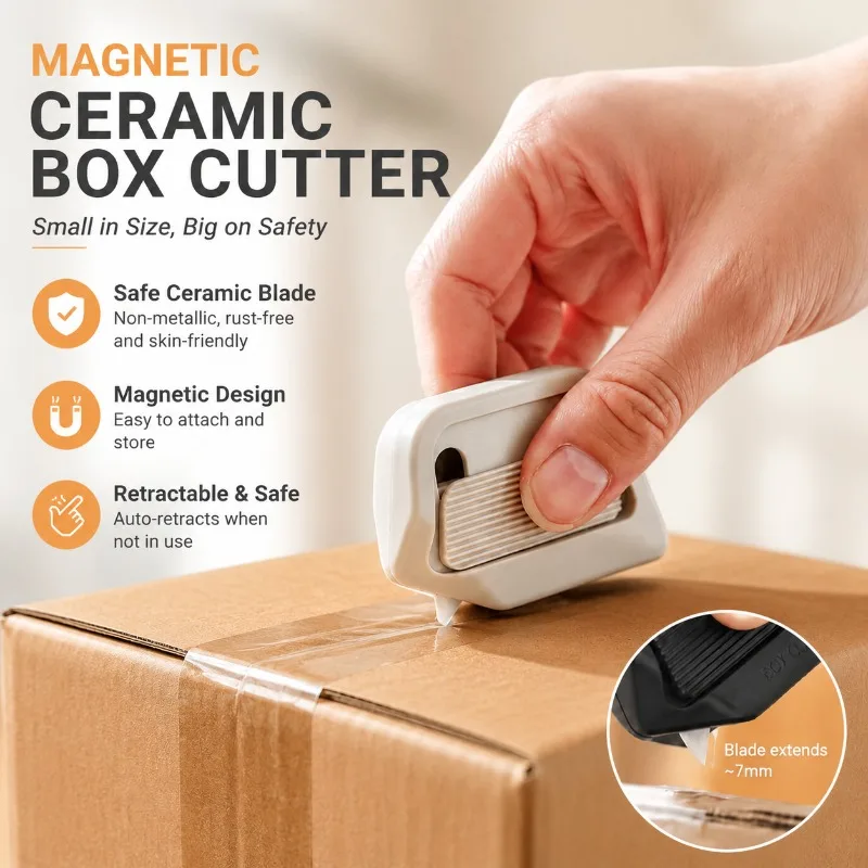 Magnetic Safety Unboxing Knife Mini Portable Utility Cutter Compact Pocket Parcel Opening Tool with Hidden Blade Prevent