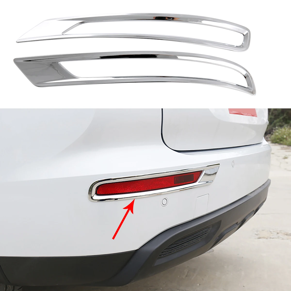 

APS Chrome Car Rear Fog Light Lamp Cover For 2022 2023 2024 Mitsubishi Outlander Accessories