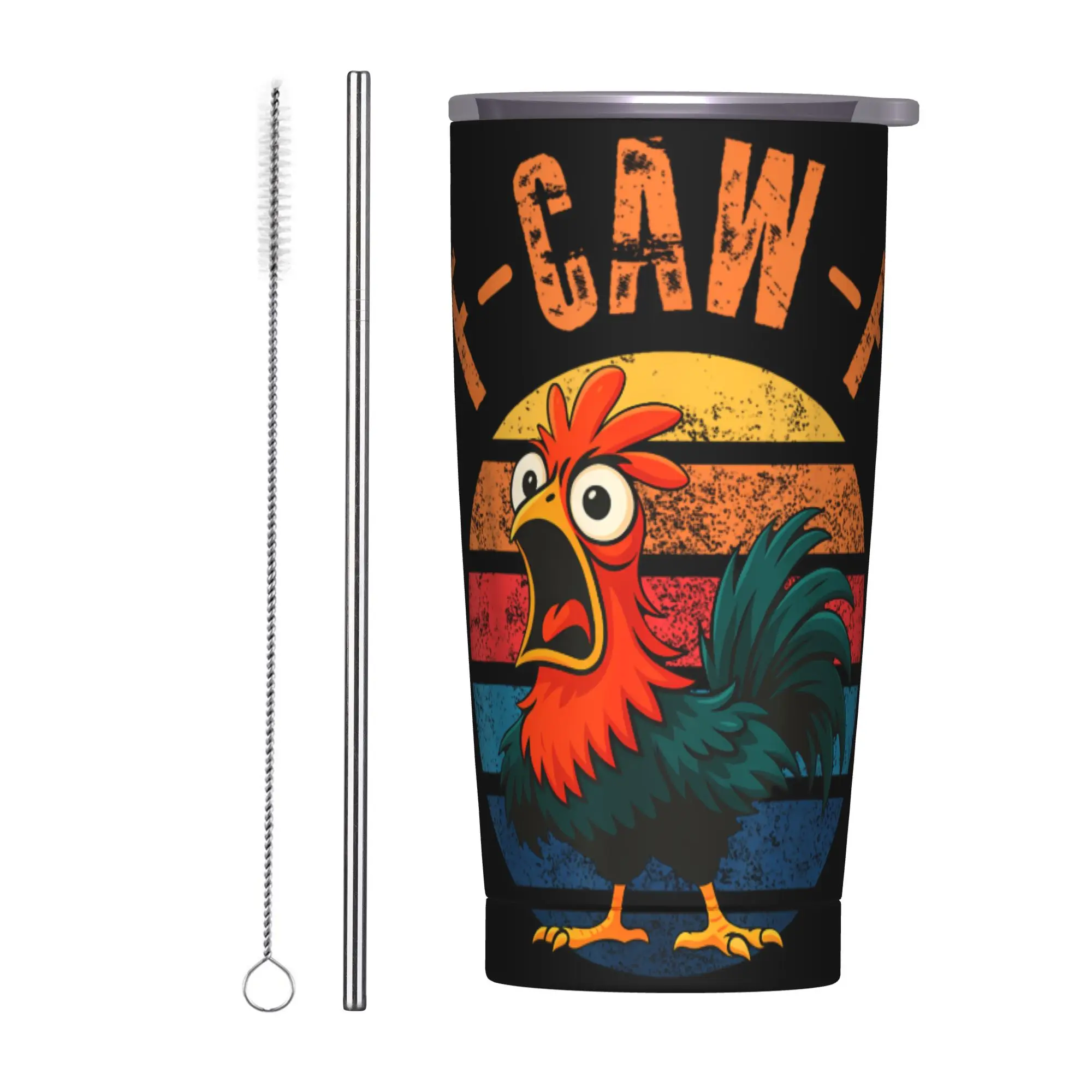 

F-Caw-F Chicken FCAWF Tumbler Vacuum Insulated with Lid Straw 20oz Double Wall Stainless Steel Coffee Mug Tags Water Bottle