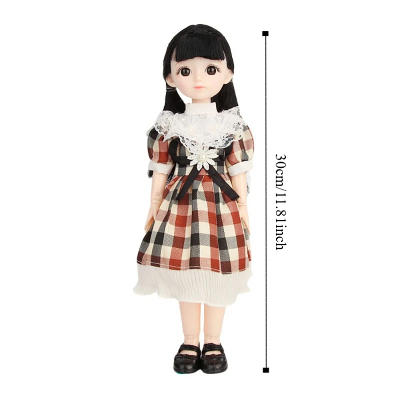 1/6 SD 30cm BJD 인형 의상 포함 긴 머리 가발 메이크업 공주 드레스업 BJD 인형 볼 조인트 우아한 인형