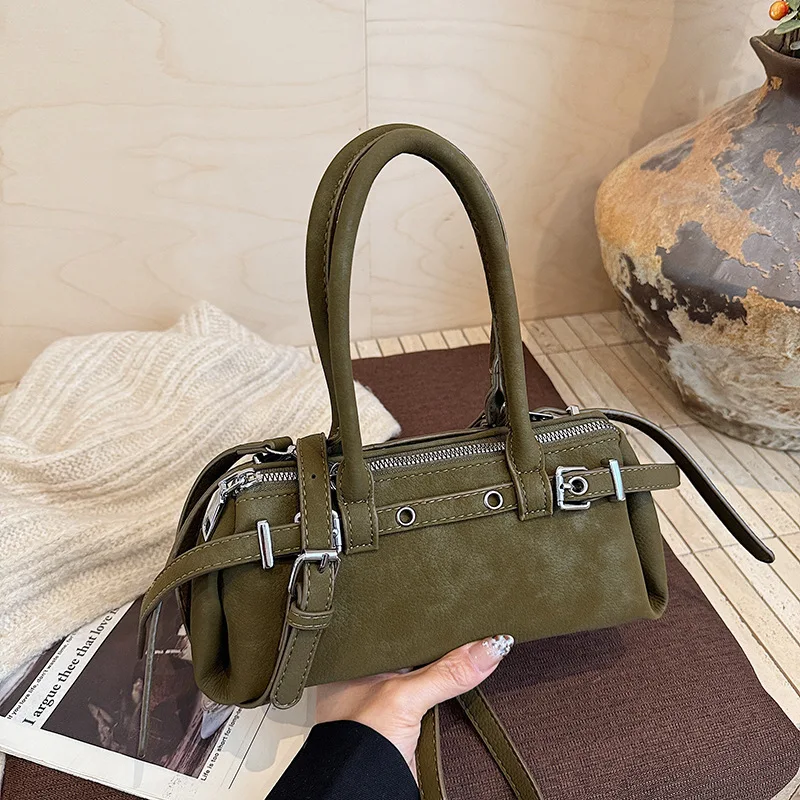 

Vintage Luxe Baguette Bag, Minimalist Shoulder Purse, Women's Day to Night Crossbody, Textured Sling Bag, Versatile Top Handle